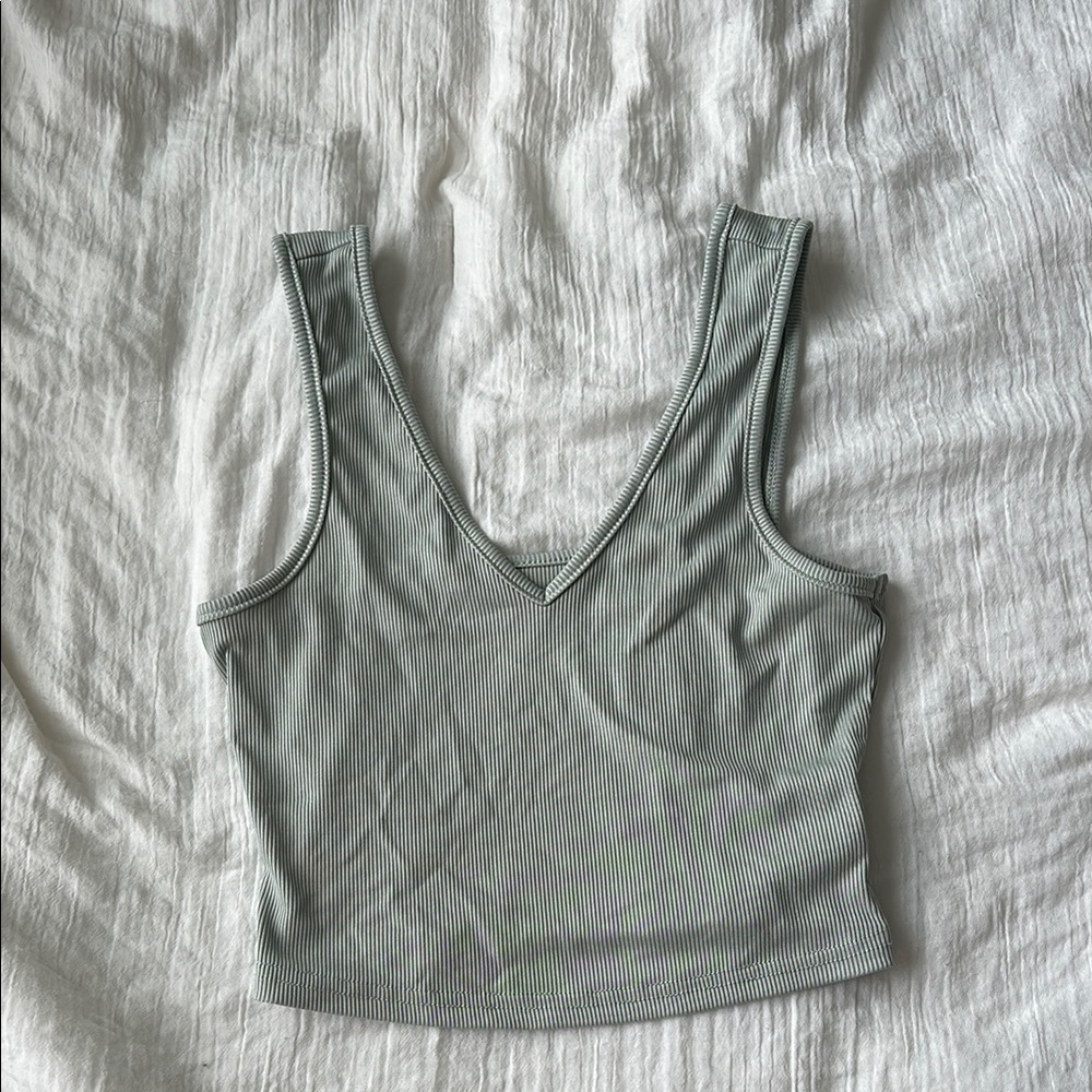 SHEIN Ribbed Sage Green Top